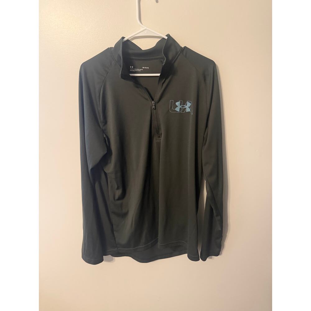 Under Armour Loose Green Quarter Zip Lightweight Pullover Mens L Light Blue Logo